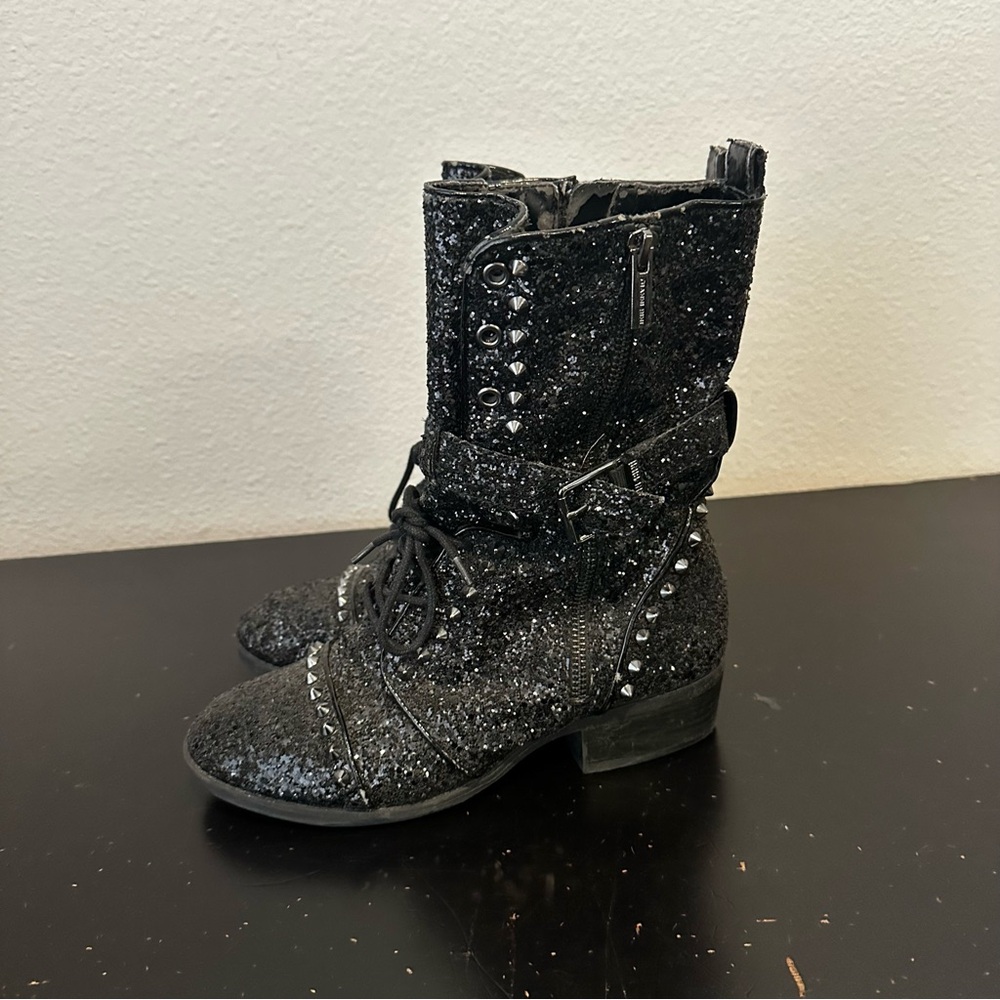 Gianni Bini Black Sparkle Studded Boots - Picture 4 of 16
